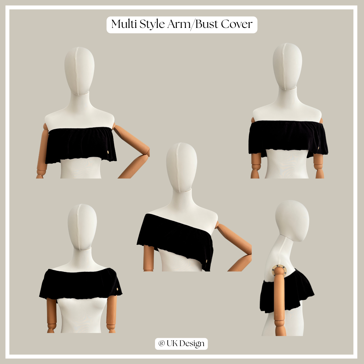 Multi style towelling arm or bust cover – modest and quick dry apparel UAE